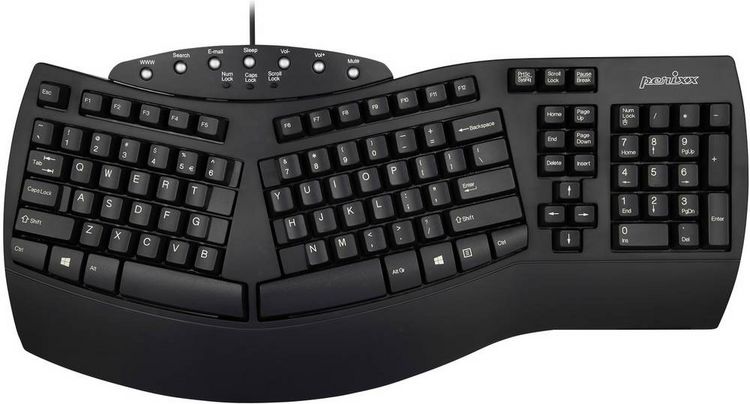 Produktbild: Perixx Periboard-512 USB Tastatur Deutsch, QWERTZ Schwarz Ergonomisch