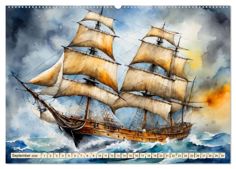 Produktbild: Gro&szlig;segler aus vergangenen Zeiten (hochwertiger Premium Wandkalender 2026 DIN A2 quer), Kunstdruck in Hochglanz