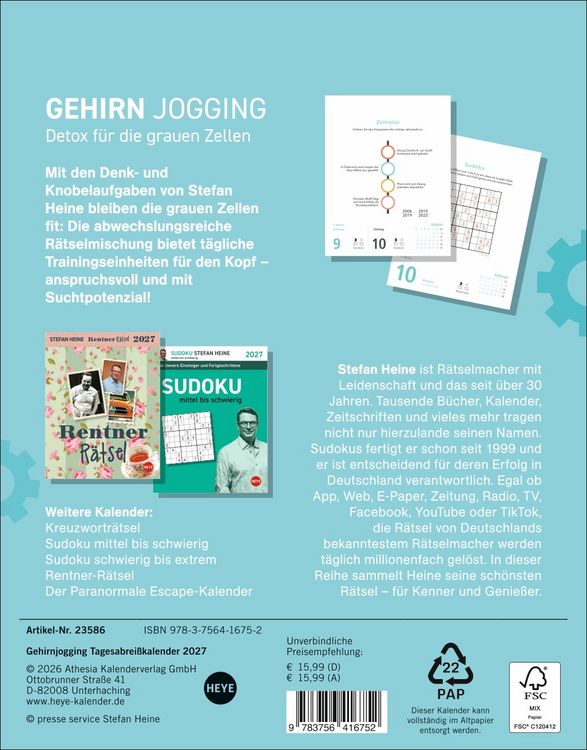 Produktbild: Stefan Heine Gehirnjogging Tagesabrei&szlig;kalender 2027