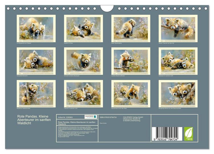 Produktbild: Rote Pandas. Kleine Abenteurer im sanften Waldlicht (Wandkalender 2027 DIN A4 quer), CALVENDO Monatskalender