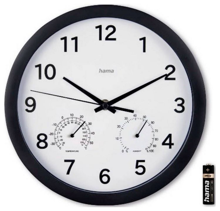 Produktbild: Hama 00185868 Quarz Wanduhr 25cm x 250mm x 250mm x 40mm Schwarz