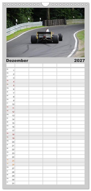 Produktbild: Familienplaner 2027 - Formelrennwagen am Berg mit 5 Spalten (Wandkalender, 21 x 45 cm) CALVENDO