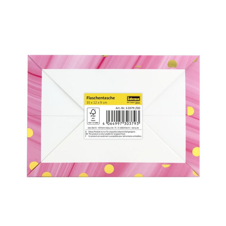 Produktbild: Idena Flaschentasche Dot pink/gold 12x35x9cm