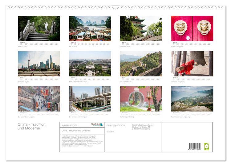 Produktbild: China - Tradition und Moderne (Wandkalender 2026 DIN A2 quer), CALVENDO Monatskalender