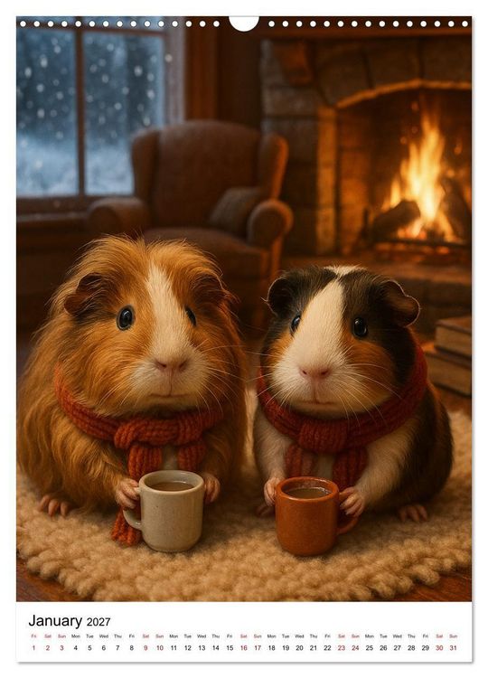 Produktbild: Guinea Pigs Cozy Moments (Wall Calendar 2027 DIN A3 portrait), CALVENDO 12 Month Wall Calendar