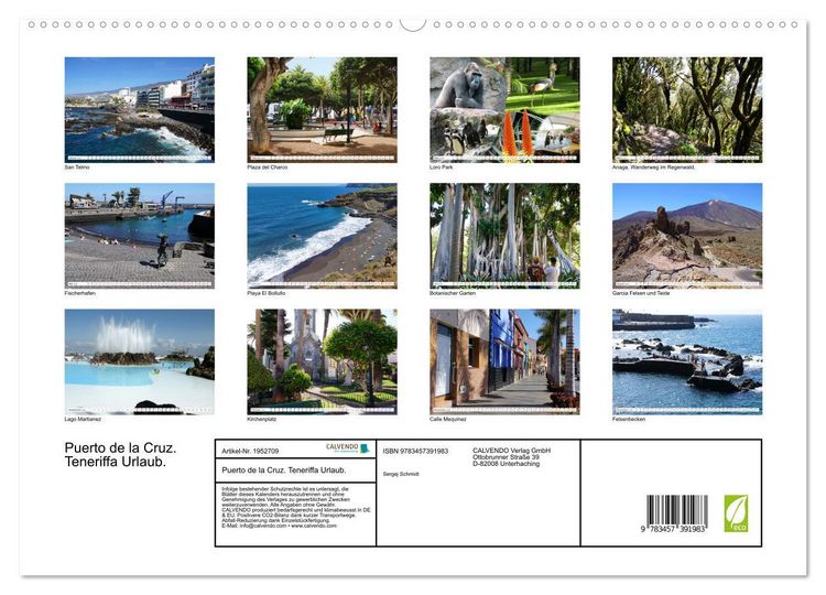 Produktbild: Puerto de la Cruz. Teneriffa Urlaub. (hochwertiger Premium Wandkalender 2026 DIN A2 quer), Kunstdruck in Hochglanz