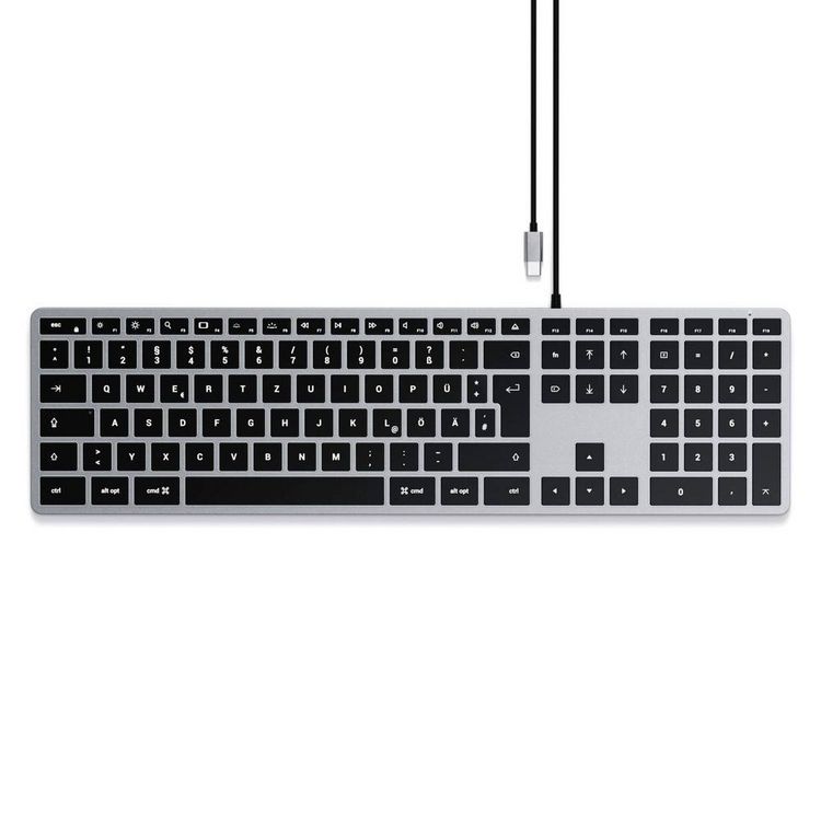 Produktbild: Satechi Slim W3 Kabelgebunden Tastatur Deutsch, QWERTZ Anthrazit Multimediatasten, mit numerischer Tastatur, Beleuchtet