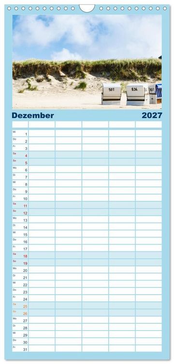 Produktbild: Familienplaner 2027 - Meer-Landschaft - 12 Monate Schleswig Holstein mit 5 Spalten (Wandkalender, 21 x 45 cm) CALVENDO