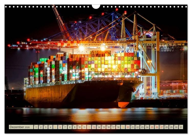 Produktbild: Containerschiffe auf der Elbe (Wandkalender 2026 DIN A3 quer), CALVENDO Monatskalender