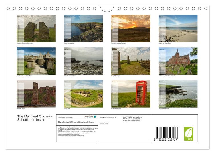 Produktbild: The Mainland Orkney - Schottlands Inseln (Wandkalender 2026 DIN A4 quer), CALVENDO Monatskalender