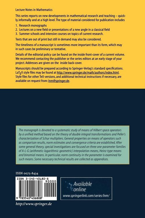 Produktbild: Means of Hilbert Space Operators