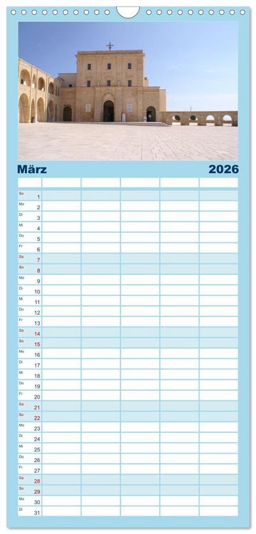 Produktbild: Familienplaner 2026 - Apuliens K&uuml;stenorte mit 5 Spalten (Wandkalender, 21 x 45 cm) CALVENDO