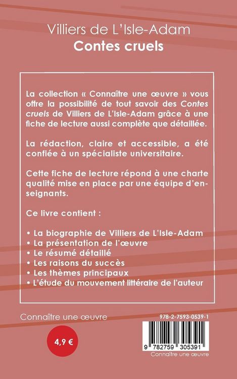 Produktbild: Fiche de lecture Contes cruels de Villiers de L'Isle-Adam (Analyse litt&eacute;raire de r&eacute;f&eacute;rence et r&eacute;sum&eacute; complet)