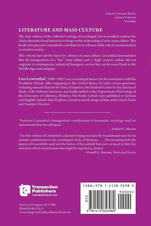 Produktbild: Literature and Mass Culture