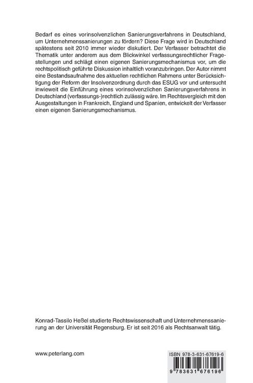 Produktbild: Das vorinsolvenzliche Sanierungsverfahren