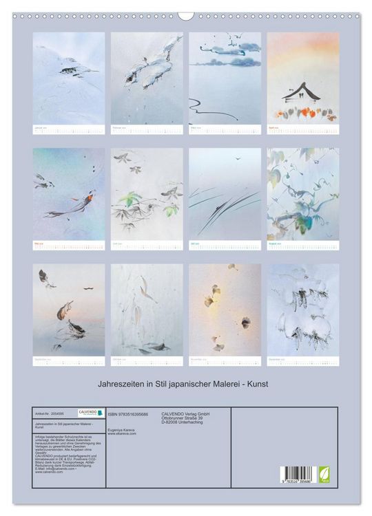 Produktbild: Jahreszeiten in Stil japanischer Malerei - Kunst (Wandkalender 2026 DIN A2 hoch), CALVENDO Monatskalender