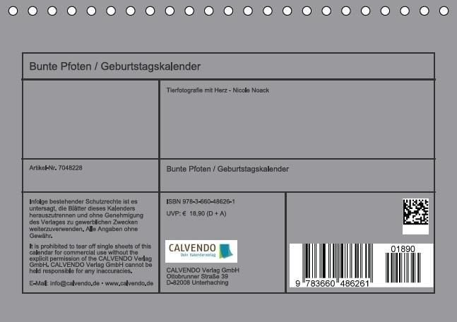 Produktbild: Bunte Pfoten / Geburtstagskalender (Tischkalender immerw&auml;hrend DIN A5 quer)