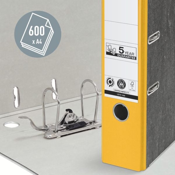 Produktbild: Leitz Ordner 1080 DIN A4 R&uuml;ckenbreite: 80mm Gelb Wolkenmarmor 2 B&uuml;gel 10805015