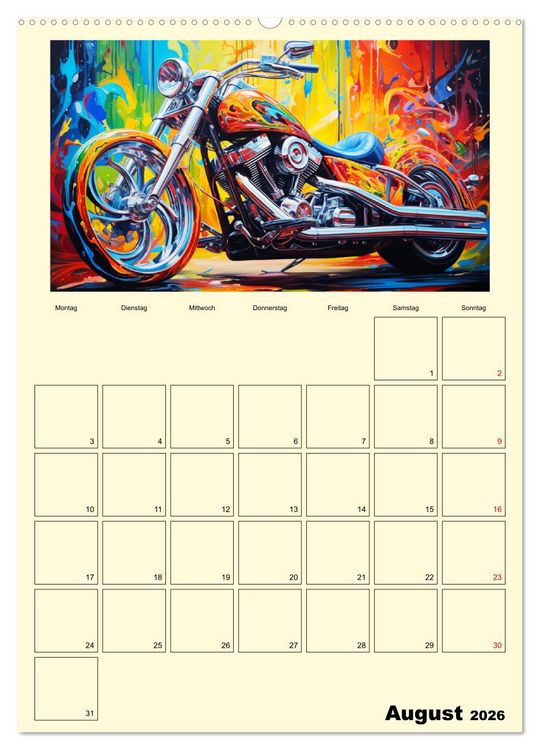 Produktbild: Custom Motorcycle Paintings (Wandkalender 2026 DIN A2 hoch), CALVENDO Monatskalender