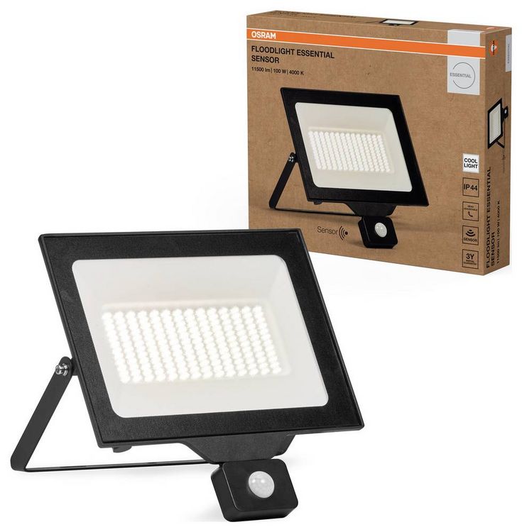Produktbild: OSRAM HOMELIGHTING Floodlight Essential Sensor 100W 4000K 4099854429835 LED-Au&szlig;enstrahler mit Bewegungsmelder 100.00 W Leuchtfarben: Kaltwei&szlig;