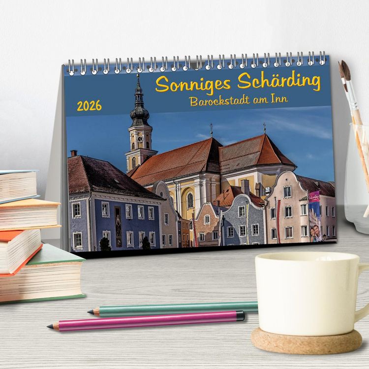 Produktbild: Sonniges Sch&auml;rding, Barockstadt am Inn (Tischkalender 2026 DIN A5 quer), CALVENDO Monatskalender