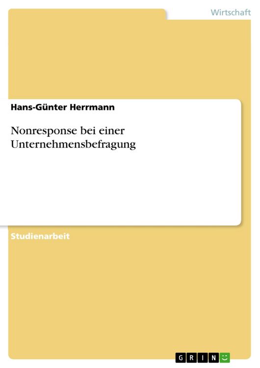 Produktbild: Nonresponse bei einer Unternehmensbefragung