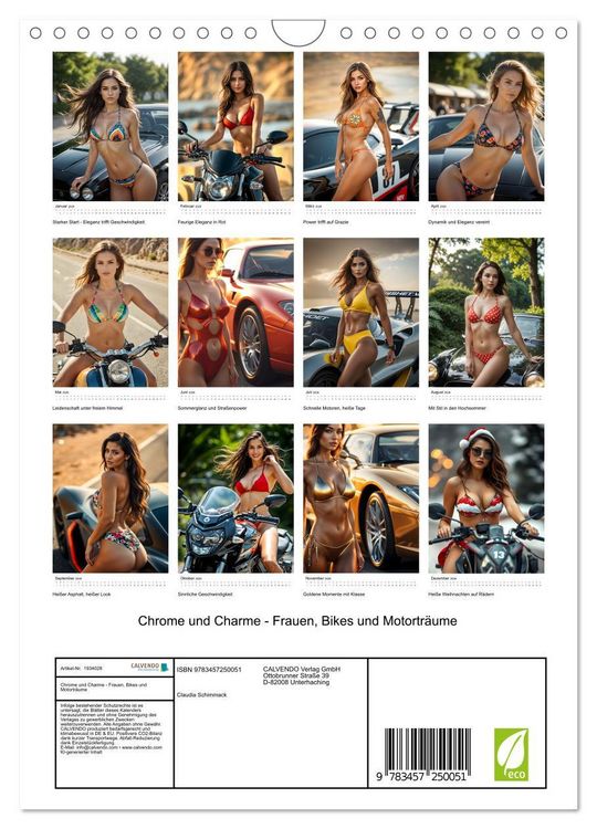 Produktbild: Chrome und Charme - Frauen, Bikes und Motortr&auml;ume (Wandkalender 2026 DIN A4 hoch), CALVENDO Monatskalender