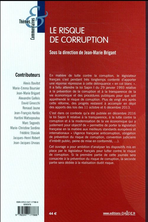 Produktbild: Le Risque de Corruption