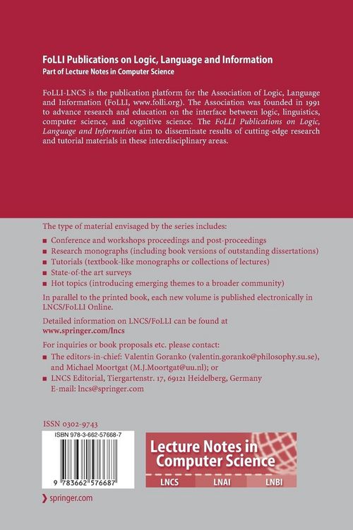 Produktbild: Logic, Language, Information, and Computation