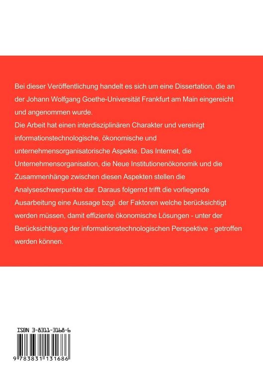 Produktbild: Internet und die Auswirkungen auf die Unternehmensorganisation aus Sicht der neuen Institutionen&ouml;konomik
