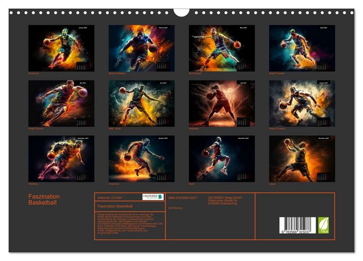 Produktbild: Faszination Basketball (Wandkalender 2027 DIN A3 quer), CALVENDO Monatskalender