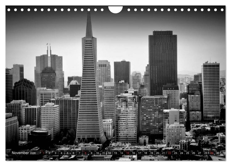 Produktbild: SAN FRANCISCO Monochrome Ansichten (Wandkalender 2026 DIN A4 quer), CALVENDO Monatskalender