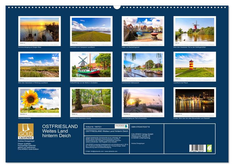 Produktbild: OSTFRIESLAND Weites Land hinterm Deich (Wandkalender 2026 DIN A2 quer), CALVENDO Monatskalender