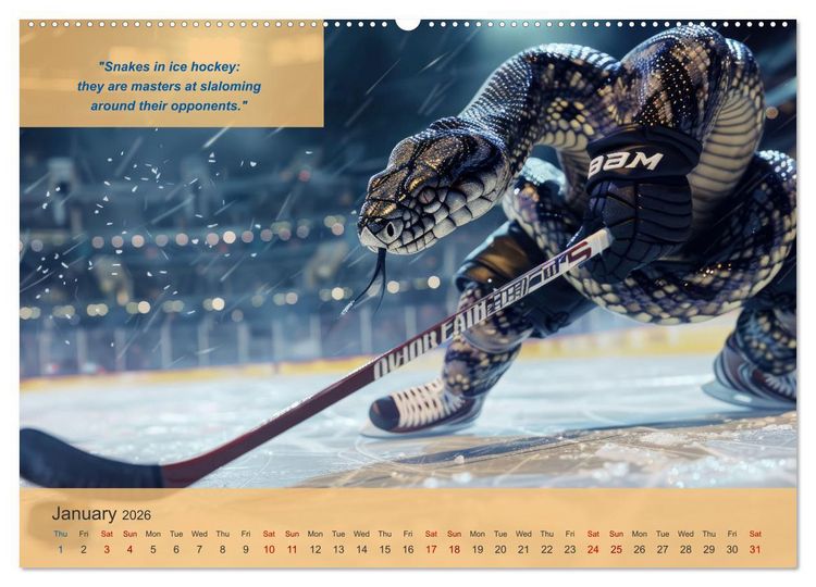 Produktbild: The most charming ice hockey animals in action (Wall Calendar 2026 DIN A2 landscape), CALVENDO 12 Month Wall Calendar