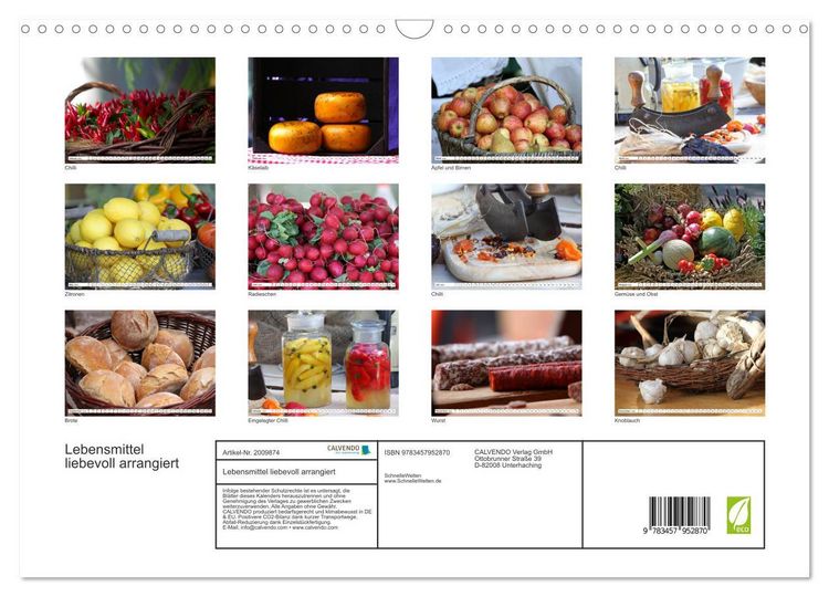 Produktbild: Lebensmittel liebevoll arrangiert (Wandkalender 2026 DIN A3 quer), CALVENDO Monatskalender