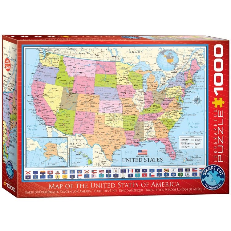 Lais Puzzle – Hochdetaillierte USA-Physische Karte Mit Beschriftung, 1000 Teile, Für Kartenfans