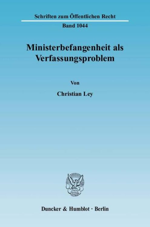Produktbild: Ministerbefangenheit als Verfassungsproblem.