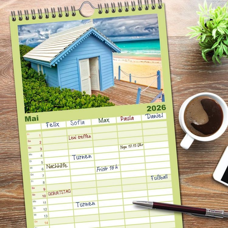 Produktbild: Familienplaner 2026 - Die Westindischen Inseln - Bahamas mit 5 Spalten (Wandkalender, 21 x 45 cm) CALVENDO