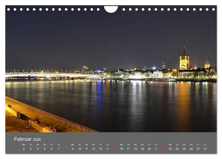 Produktbild: K&Ouml;LN BEI NACHT (Wandkalender 2026 DIN A4 quer), CALVENDO Monatskalender