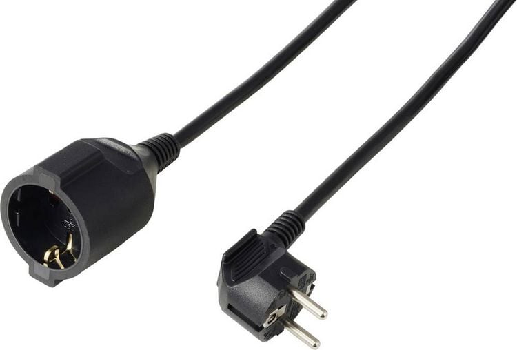Produktbild: Sygonix SY-7279266 Strom Verl&auml;ngerungskabel 16 A Schwarz 2.50 m H05VV-F 3G 1,5 mm&sup2; Spiralkabel