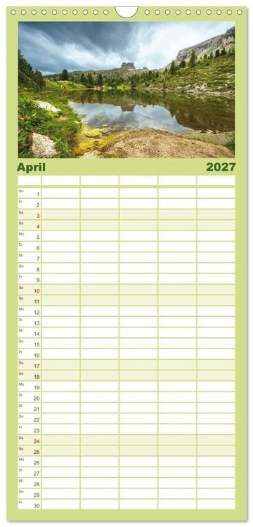Produktbild: Familienplaner 2027 - Alpensee - Wunder der Natur mit 5 Spalten (Wandkalender, 21 x 45 cm) CALVENDO