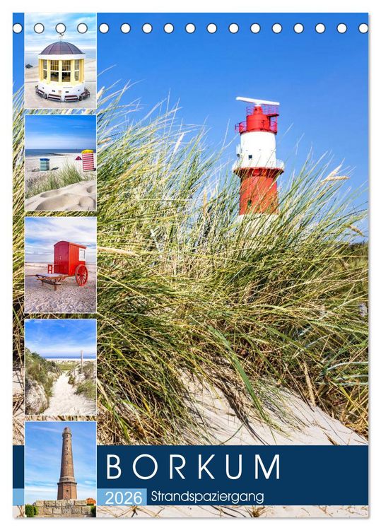 Produktbild: Borkum Strandspaziergang (Tischkalender 2026 DIN A5 hoch), CALVENDO Monatskalender