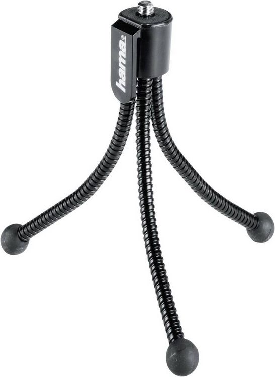 Produktbild: Hama Flexi M Ministativ 1/4 Zoll Arbeitsh&ouml;he=7 - 10cm Schwarz F&uuml;r Smartphones und GoPro