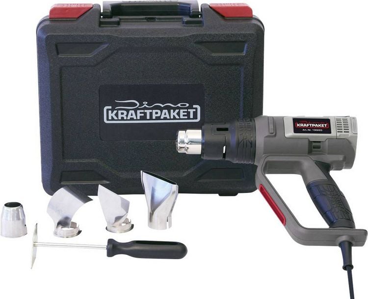 Produktbild: Dino KRAFTPAKET 130220 KRAFTPAKET DIY 2000W 50-600&deg;C Hei&szlig;luftgebl&auml;se inkl. Tasche, mit Zubeh&ouml;r, inkl. Gebl&auml;seaufsatz 2000 W