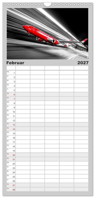 Produktbild: Familienplaner 2027 - BLITZschnell - Z&uuml;ge und Flugzeuge in Bewegung - Color-Key mit 5 Spalten (Wandkalender, 21 x 45 cm) CALVENDO