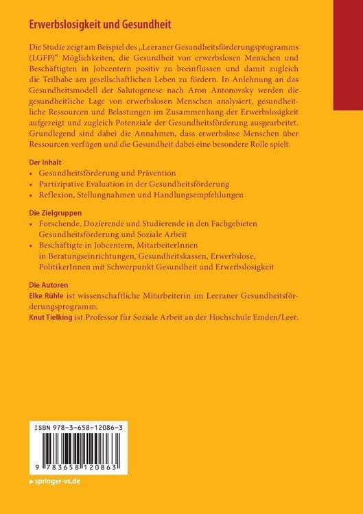 Produktbild: Erwerbslosigkeit und Gesundheit