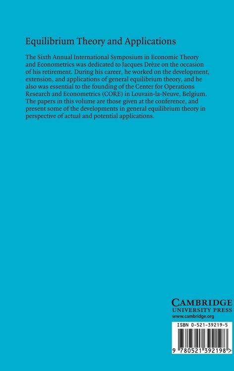 Produktbild: Equilibrium Theory and Applications