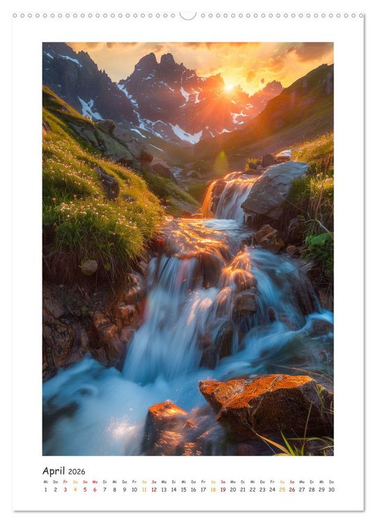 Produktbild: Die Harmonie der Elemente - Die verborgenen Geheimnisse der Wasserf&auml;lle (Wandkalender 2026 DIN A2 hoch), CALVENDO Monatskalender