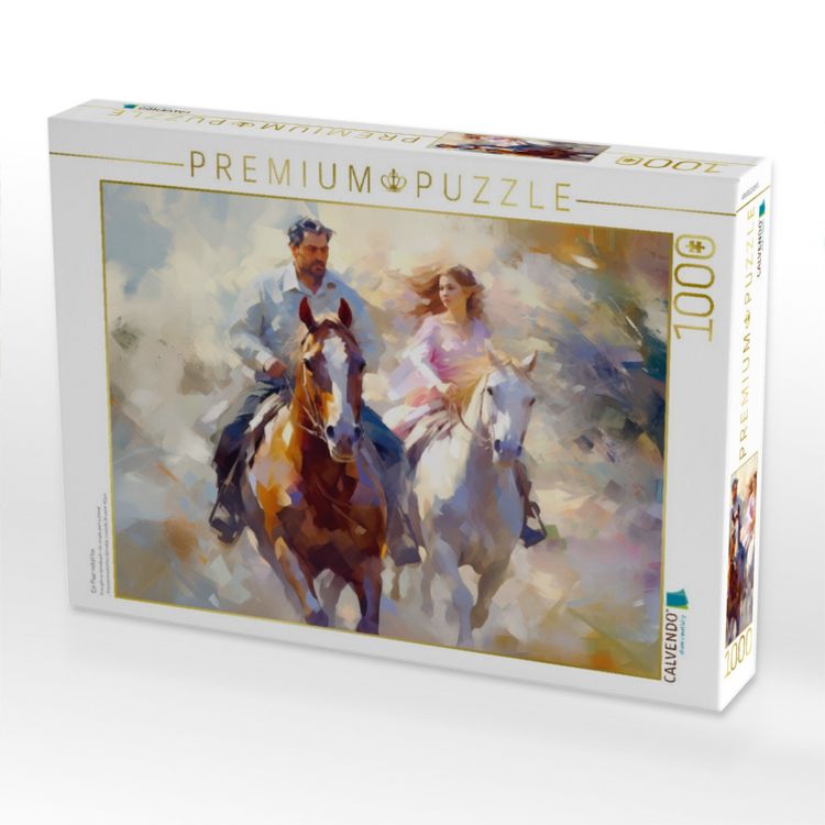 Produktbild: CALVENDO Puzzle Ein Paar reitet los | 1000 Teile Lege-Gr&ouml;&szlig;e 64x48cm Foto-Puzzle f&uuml;r gl&uuml;ckliche Stunden