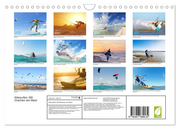 Produktbild: Kitesurfen: Mit Drachen am Meer (Wandkalender 2026 DIN A4 quer), CALVENDO Monatskalender